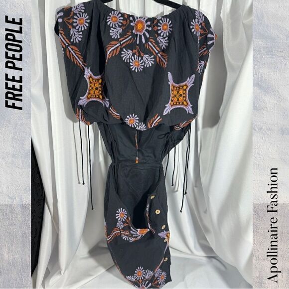 FREE PEOPLE SARDINIA MINI DRESS IN BLACK COMBO NEW - Picture 12 of 12